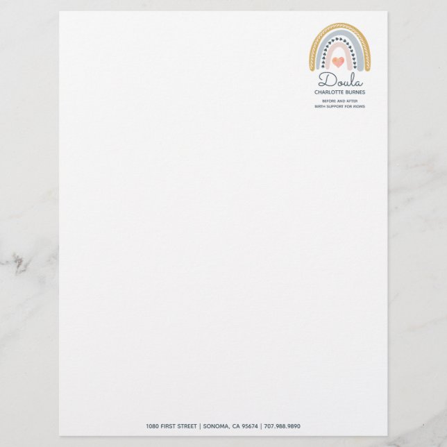 Rainbow Heart Doula Business Letterhead Brevhuvud (Framsida)