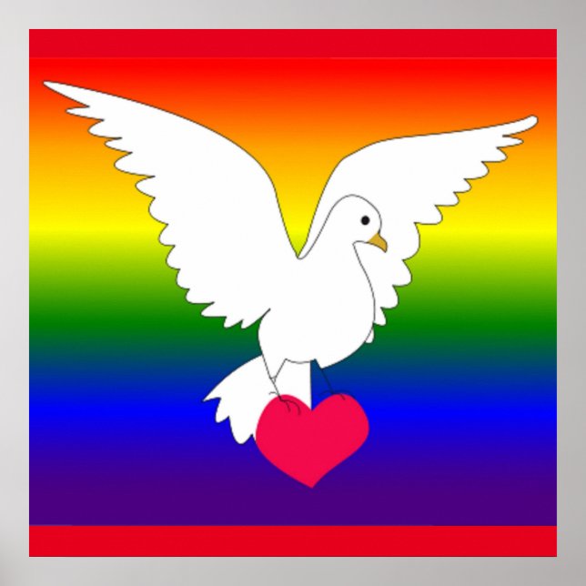 RAINBOW HEART DOVE POSTER (Framsidan)