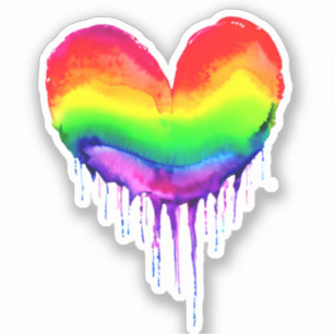 Rainbow Heart-droppfärg Klistermärken