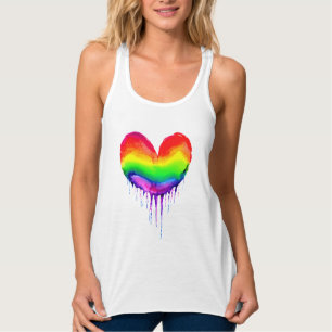 Rainbow Heart-droppfärg Linne Med Racerback