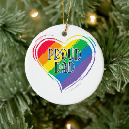 Rainbow Heart Flagga Proud Pappa LGBT Gay pride må Julgransprydnad Keramik