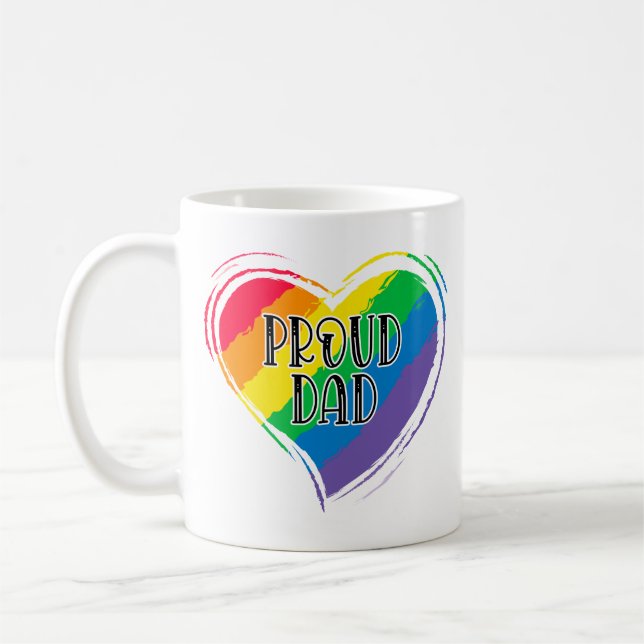 Rainbow Heart Flagga Proud Pappa LGBT Gay pride må Kaffemugg (Vänster)