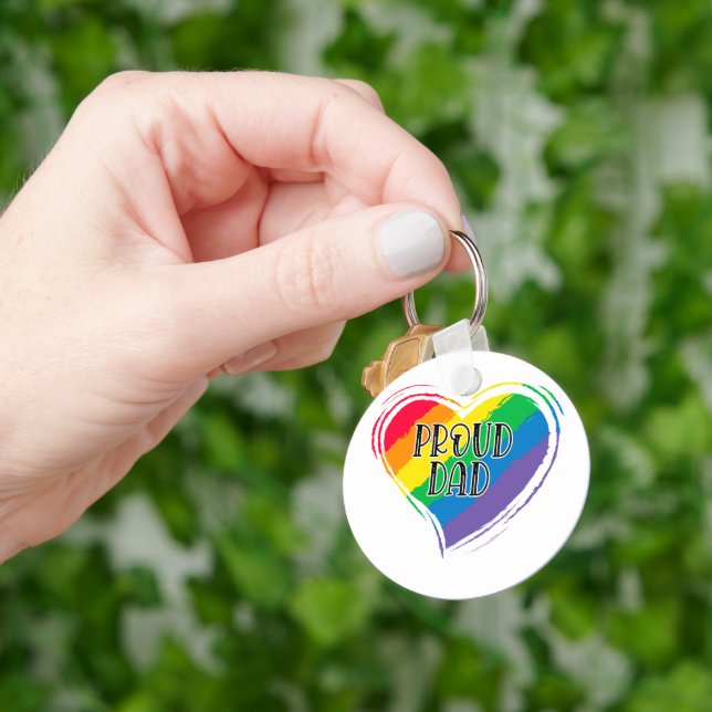 Rainbow Heart Flagga Proud Pappa LGBT Gay pride må Nyckelring (Hand)