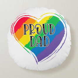 Rainbow Heart Flagga Proud Pappa LGBT Gay pride må Rund Kudde