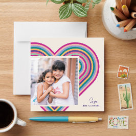 Rainbow Heart Flat Valentine Day Card - Lila Julkort