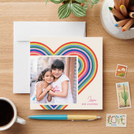Rainbow Heart Flat Valentine Day Card - Magenta Julkort