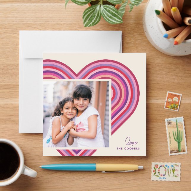 Rainbow Heart Flat Valentine Day Card - Plum Julkort (Skapare uppladdad)