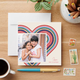 Rainbow Heart Flat Valentine Day Card - Salmon Julkort