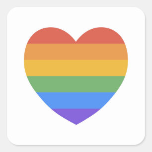 Rainbow Heart Fyrkantigt Klistermärke