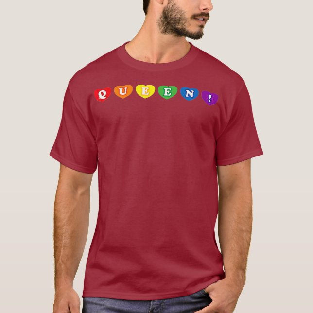 Rainbow Heart Gay pride Drag Queen T Shirt (Framsida)