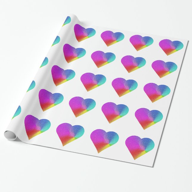 Rainbow Heart Gift Wrapping Papper Presentpapper (Utrullad)