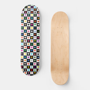 Rainbow Heart Grid Mönster Mini Skateboard Bräda 18,5 Cm