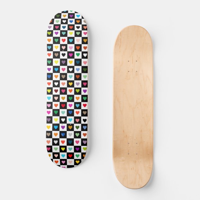 Rainbow Heart Grid Mönster Mini Skateboard Bräda 18,5 Cm (Framsida)