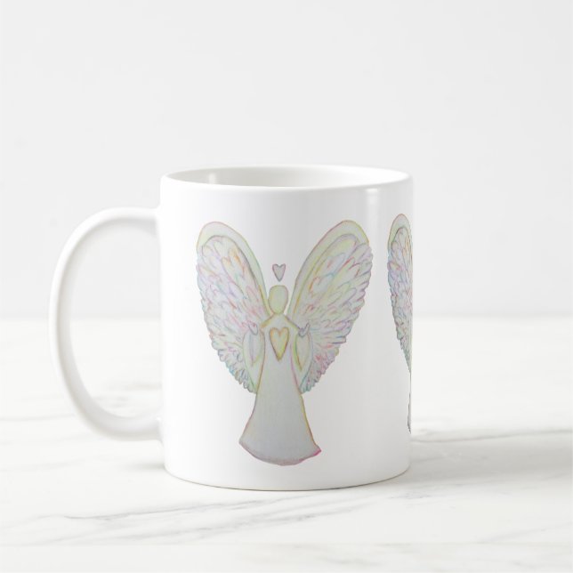 Rainbow Heart Guardian Angel Coffee Kopp eller Mug (Vänster)