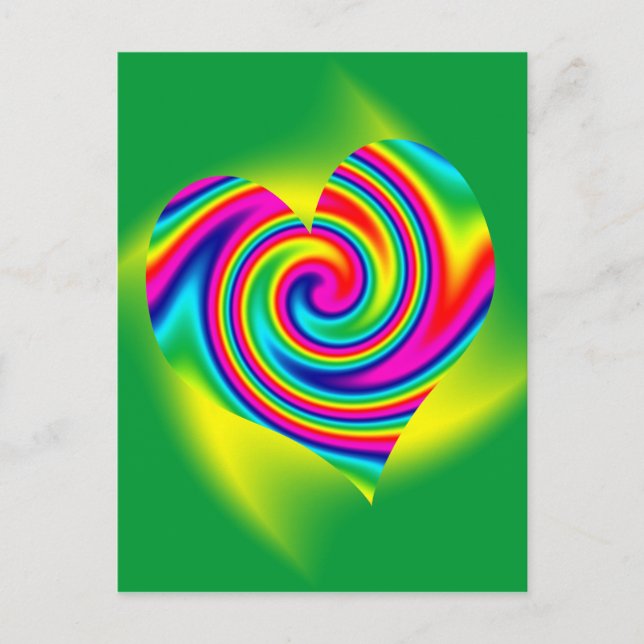 Rainbow Heart: Gultens Grönt Vykort (Framsida)