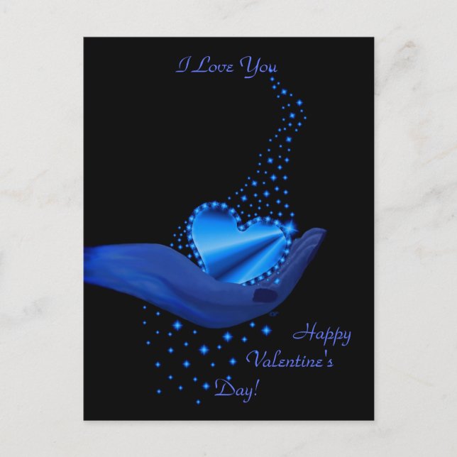 Rainbow Heart i Hand med stjärnor Helg Vykort (Framsida)