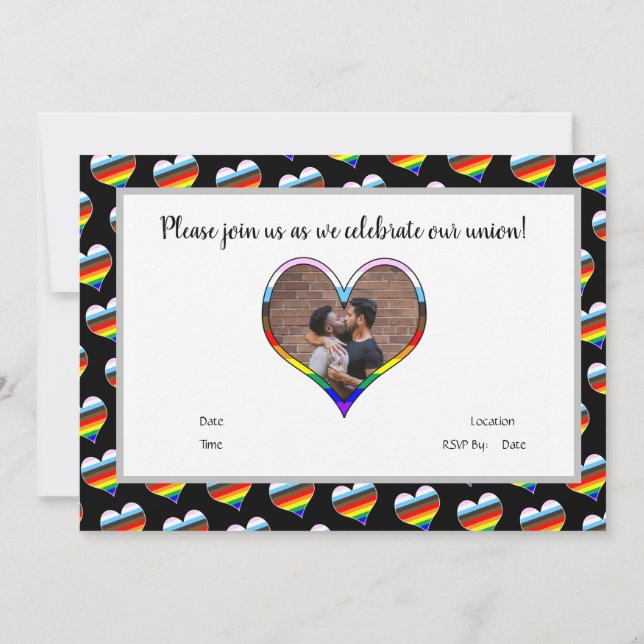 Rainbow Heart-inbjudan Inbjudningar (Baksida)