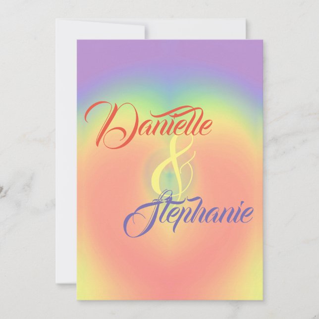 Rainbow Heart Inbjudningar (Framsida)