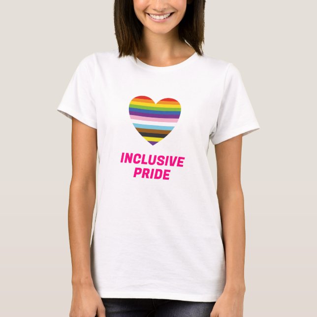 Rainbow Heart Inclusive Progress Pride Flagga Färg T Shirt (Framsida)