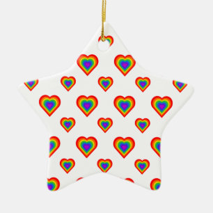 Rainbow Heart Julgransprydnad Keramik