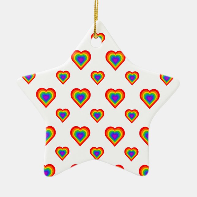 Rainbow Heart Julgransprydnad Keramik (Framsidan)