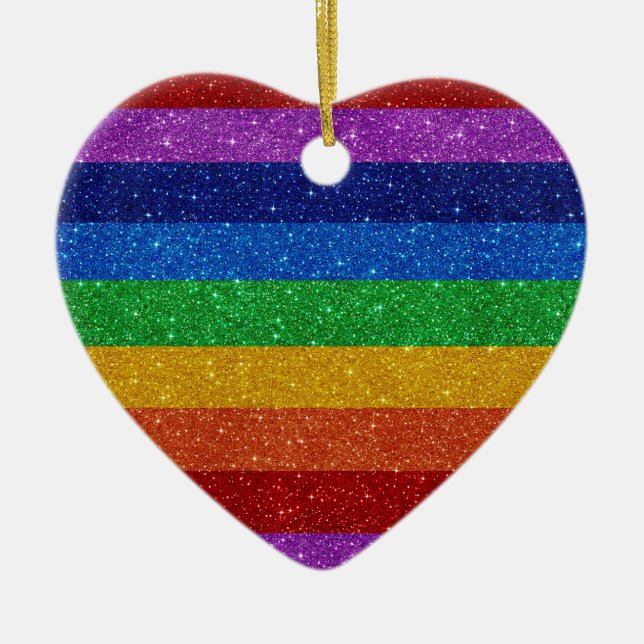 Rainbow Heart Julgransprydnad Keramik (Framsidan)
