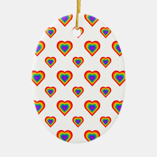 Rainbow Heart Julgransprydnad Keramik (Framsidan)