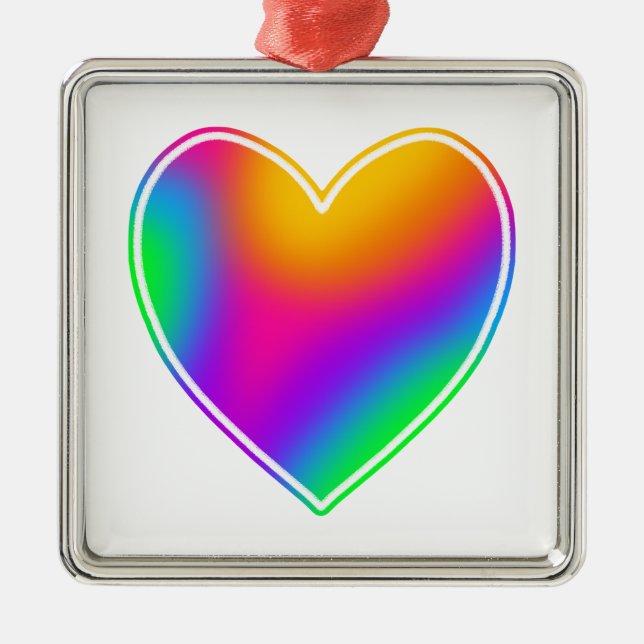 Rainbow Heart Julgransprydnad Metall (Framsidan)