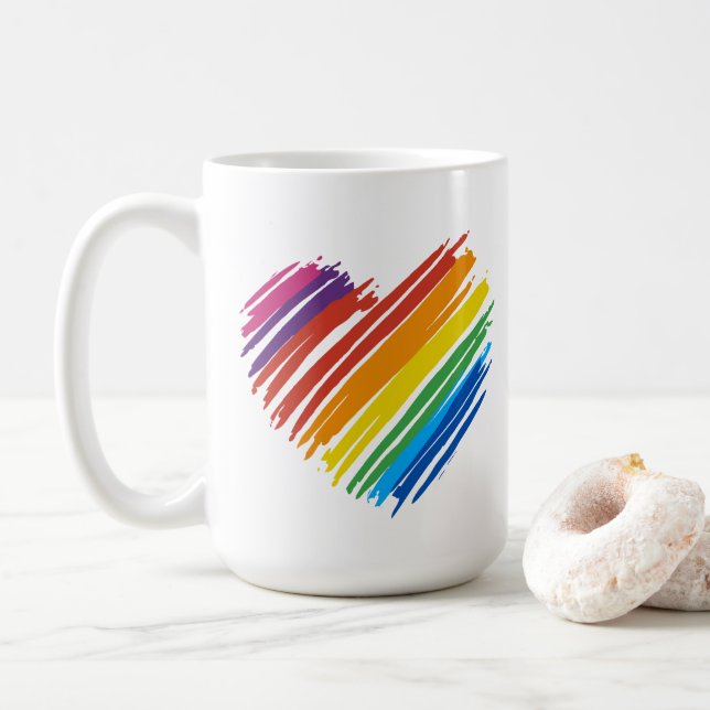 Rainbow Heart Kaffemugg (Med munk)