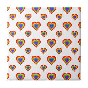 Rainbow Heart Kakelplatta