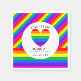 Rainbow Heart Kärlek är Kärlek Bröllop Pappersservett