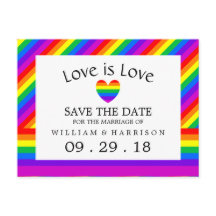 Rainbow Heart Kärlek är Kärlek Bröllop spara datum