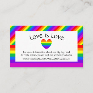 Rainbow Heart Kärlek är Kärlek Bröllop webbplats Tilläggskort