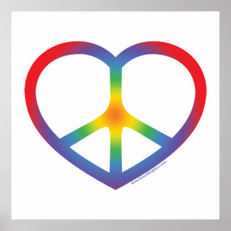 Rainbow Heart, Kärlek, Fredstecken Poster