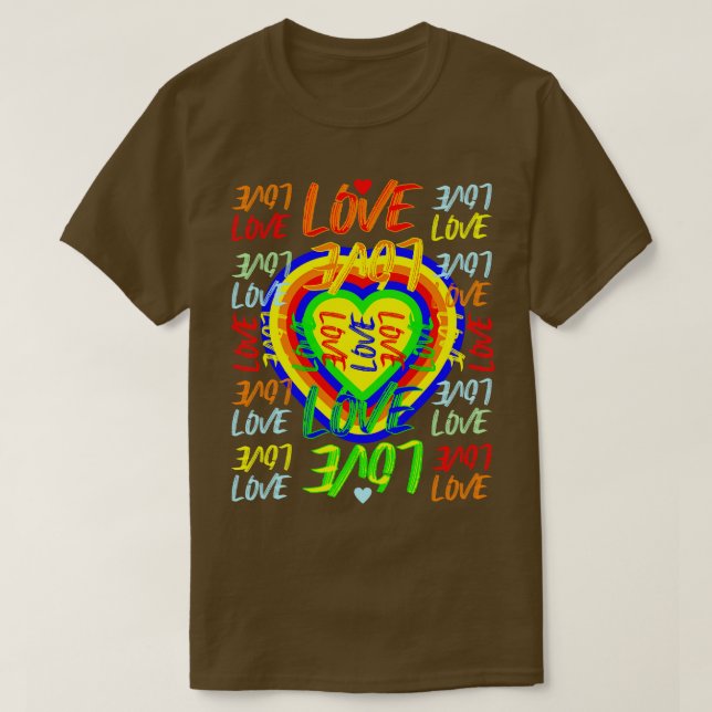 Rainbow Heart Kärlek LGBT Pride Ord Art T Shirt (Design framsida)