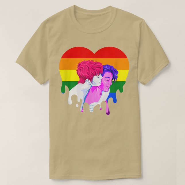 Rainbow Heart Lesbisk Gay pride Month Transgender  T Shirt (Design framsida)