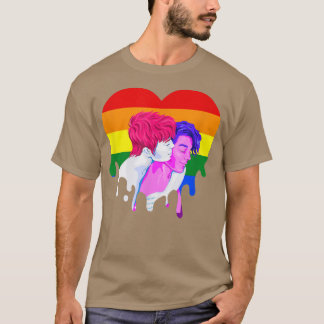 Rainbow Heart Lesbisk Gay pride Month Transgender T Shirt