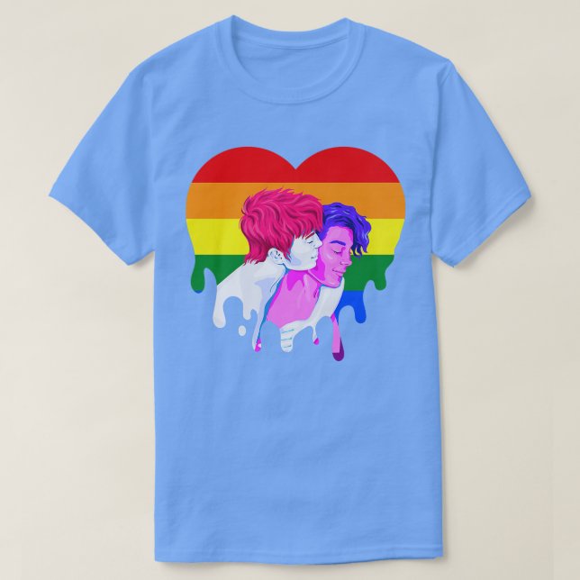 Rainbow Heart Lesbisk Gay pride Month Transgender  T Shirt (Design framsida)