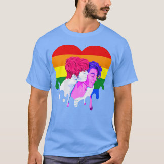 Rainbow Heart Lesbisk Gay pride Month Transgender T Shirt