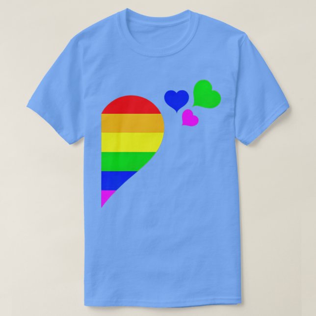 Rainbow Heart LGB Lesbisk Gay Couple LGBQ Valentin T Shirt (Design framsida)