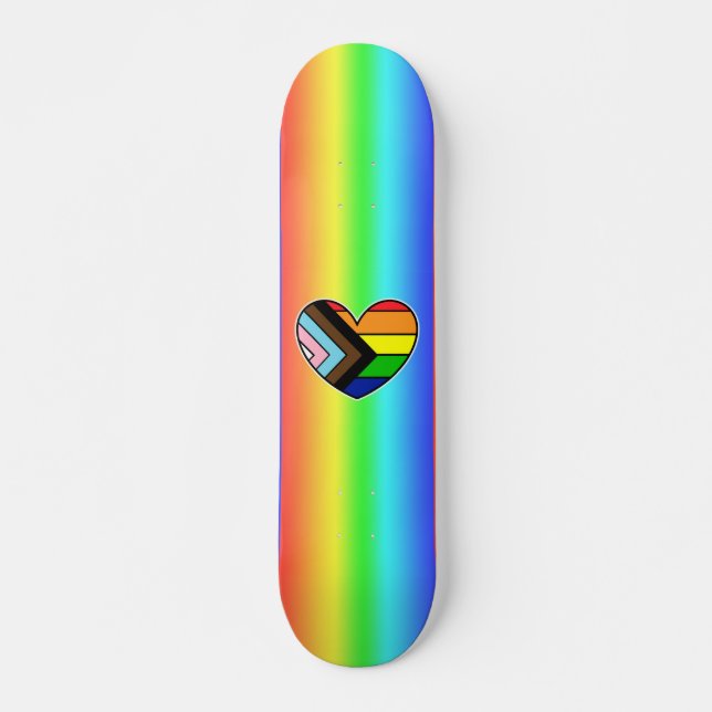 Rainbow Heart LGBTQ+ Mini Skateboard Bräda 18,5 Cm (Framsida)