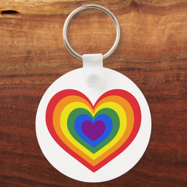 Rainbow Heart LGBTQ-Pride Nyckelring (Framsida)