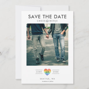 Rainbow Heart LGBTQ Spara datumet med foto