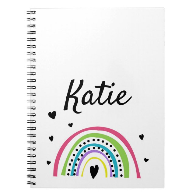 Rainbow Heart Little Girl Spiral Photo Notebook Anteckningsbok (Framsidan)