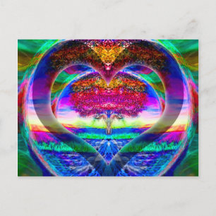 Rainbow Heart Livets träd Vykort