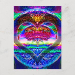 Rainbow Heart Livets träd Vykort