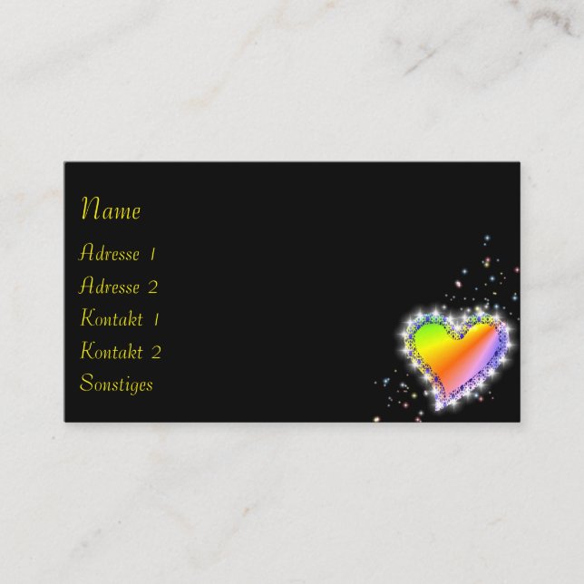 Rainbow Heart med stjärnor Visitkort (Framsida)
