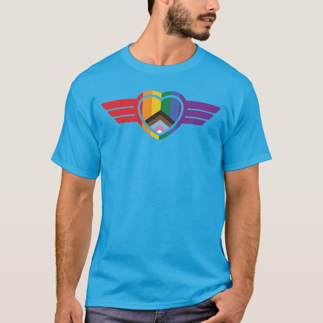 Rainbow Heart med vingar T Shirt (Framsida)