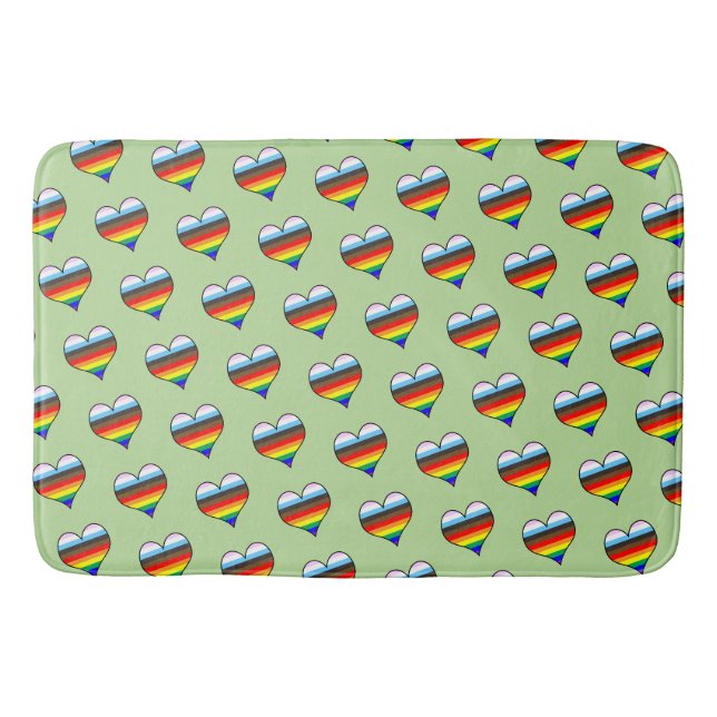 Rainbow Heart Mönster Bath Mat Badrumsmatta (Framsidan)