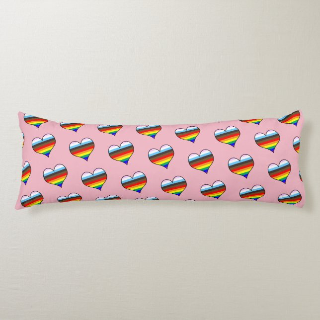 Rainbow Heart Mönster Body Pillow Kroppskudde (Framsidan)